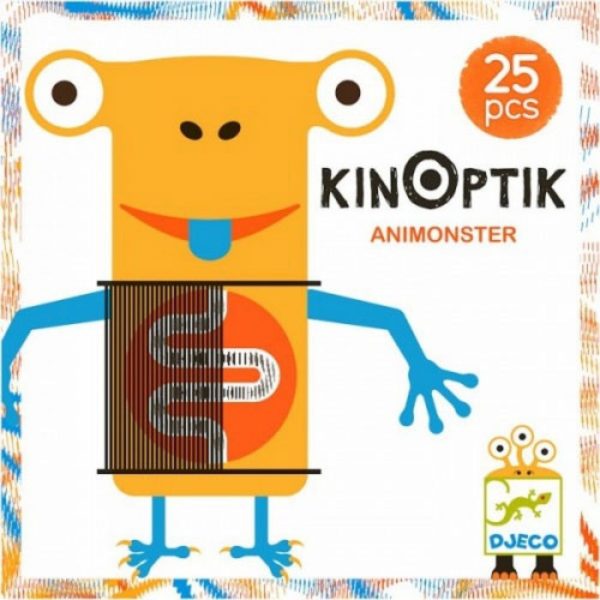 Wijs west Djeco Djeco Spel Kinoptik Animonstre DJ05600 Djeco: Laat je zelfgemaakte monsters tot leven komen met deze Kinoptik Animonster set van Djeco. Met de 25 magnetische onderdelen creëer je je eigen fantasiemonsters. Beweeg hier vervolgens met het gestreepte vel overheen en alles begint te bewegen! Rara hoe kan dat?....Dit optische en kinetische effect verbaast jong en oud. De Animonster set is verpakt in een stevige kartonnen doos. 17