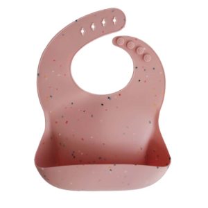 mushie silicone bib roze confetti