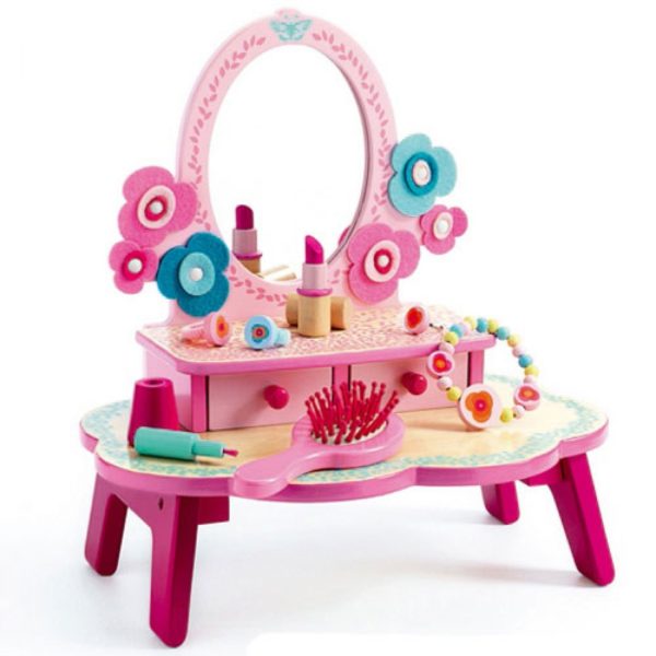 dj06553 djeco kaptafeltje flora 3070900065536 Wijs West Roze kapper make-up spelen pretend and play