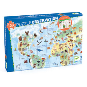Wijs west Djeco Puzzles observation Animaux du monde 100pcs+livret-FSC MIX 3070900074200 Juli21 Djeco Speelgoed & Spellen Puzzels