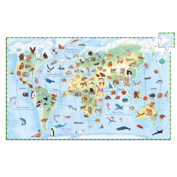 Djeco Observatie Puzzel Dieren van de Wereld 100 pcs - Afbeelding 2
