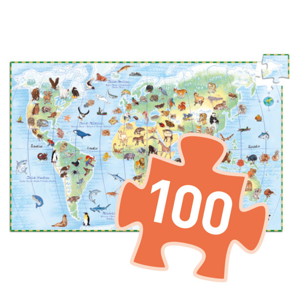 Djeco Observatie Puzzel Dieren van de Wereld 100 pcs - Afbeelding 3