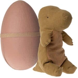 Maileg Knuffel Dino in Ei Medium - Dark Ocher