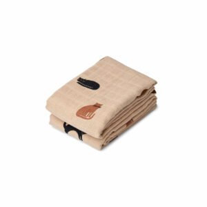 Liewood Lewis muslin cloth 2-pack Miauw / Apple blossom mix