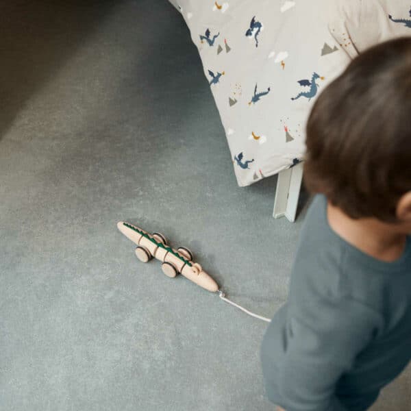 Liewood Sidsel pull along crocodile toy Natural wood / hunter green mix