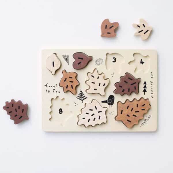 Wee Gallery Houten Puzzel - Cijfers Bladeren