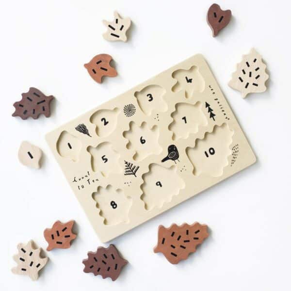 Wee Gallery Houten Puzzel - Cijfers Bladeren