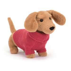 Wijs west Jellycat Jellycat Sweater Sausage Dog Pink 670983136661 JellyDec22 Speelgoed & Spellen Knuffels