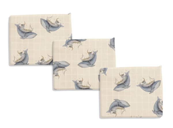 onges Sløjd 3 Pack Muslin Cloth Whale Boat