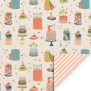 Rol Inpakpapier Birthday Cake - Stripe Peach