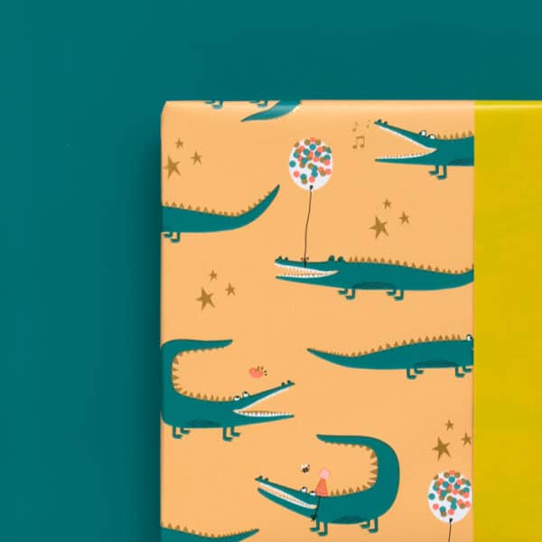 Rol Inpakpapier Crocodile Peach - Yellow