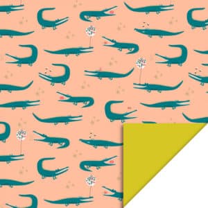 Rol Inpakpapier Crocodile Peach - Yellow