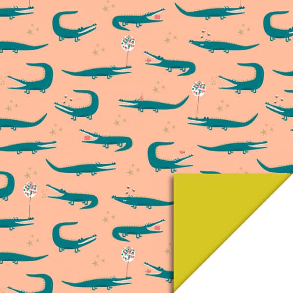 Rol Inpakpapier Crocodile Peach - Yellow