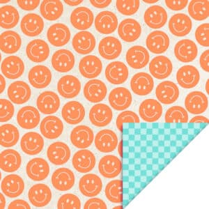 Rol Inpakpapier Smiley Fluor Orange - Check Pool Blue