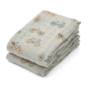Liewood Lewis Muslin Cloth 2-Pack Bicycle Cloud Blue