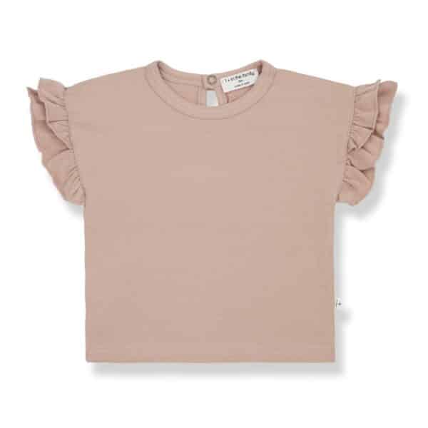 Wijs west 1+ in the Family 1+ In The Family Itziar Girly T-Shirt Rose  SS23 Family Kleding & Accessoires Baby Bovenstukjes