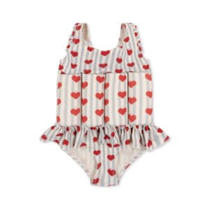 Wijs west Konges Sløjd Konges Sløjd  Float Swimsuit Frill Amour Blue Stripe 5715404109864 SS23 Konges Kleding & Accessoires Zwemkleding Zwempak
