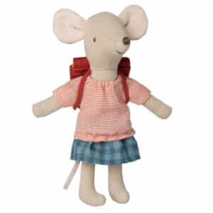 Maileg Tricycle mouse, Big sister with bag - Red