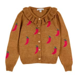 Wijs west Emile et Ida Emile Et Ida Cardigan Intarsia Piment  AW23 Emile Kleding & Accessoires Sweaters & Truien