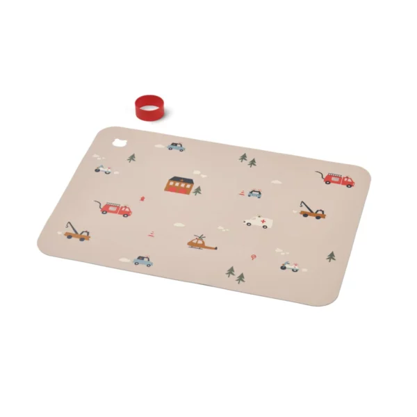 Liewood Jude Printed Placemat-Emergency vehicle / Sandy