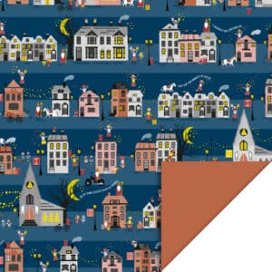 Rol Inpakpapier Straat Blue - Cognac