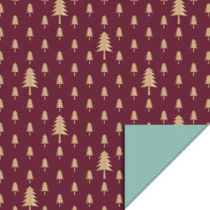 Rol Inpakpapier X-mas - Tree Red Gold Foil - Green
