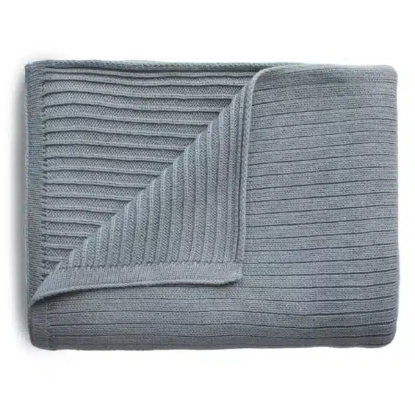 Mushie knitted blanket Ribbed Smoke