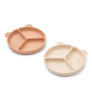 Wijs west Liewood Liewood Stacy Divider Suction Plate 2-Pack Tuscany Rose / Apple Blossom 5715493376833 Liewood AW24 Verzorging Eten & Drinken