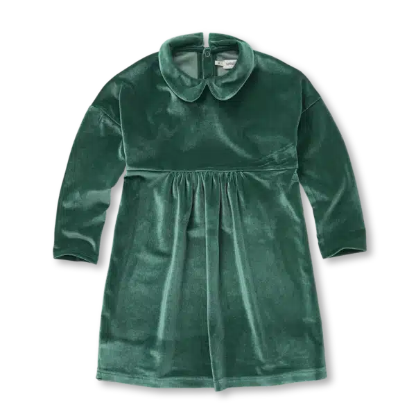 Wijs west Sproet & Sprout Sproet & Sprout Dress Velvet Green Evergreen 1138187215678 Sproet AW24 Kleding & Accessoires Rokjes & Jurkjes