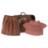 Maileg Knitted blouse and skirt in suitcase, Grandma mouse