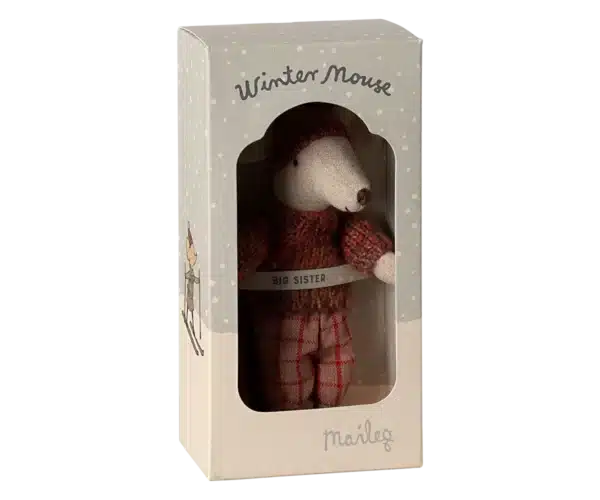 Maileg Winter Muis met ski set, Big sister - Rose