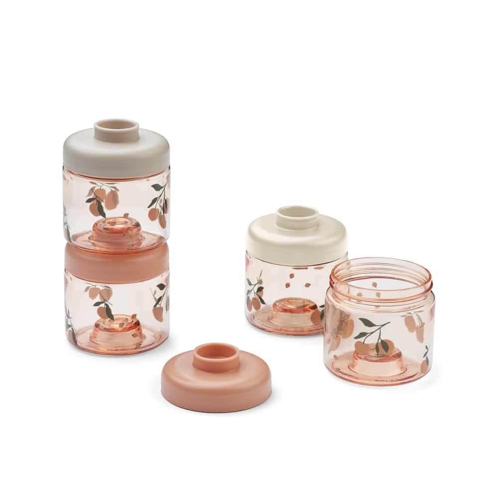 Liewood Liewood Dominique Baby Food Tritan Boxes 4-Pack Peach / Sea shell 5715493377465 Liewood Verzorging Eten & Drinken Lunchbakjes & Drinkbekers Wijs west