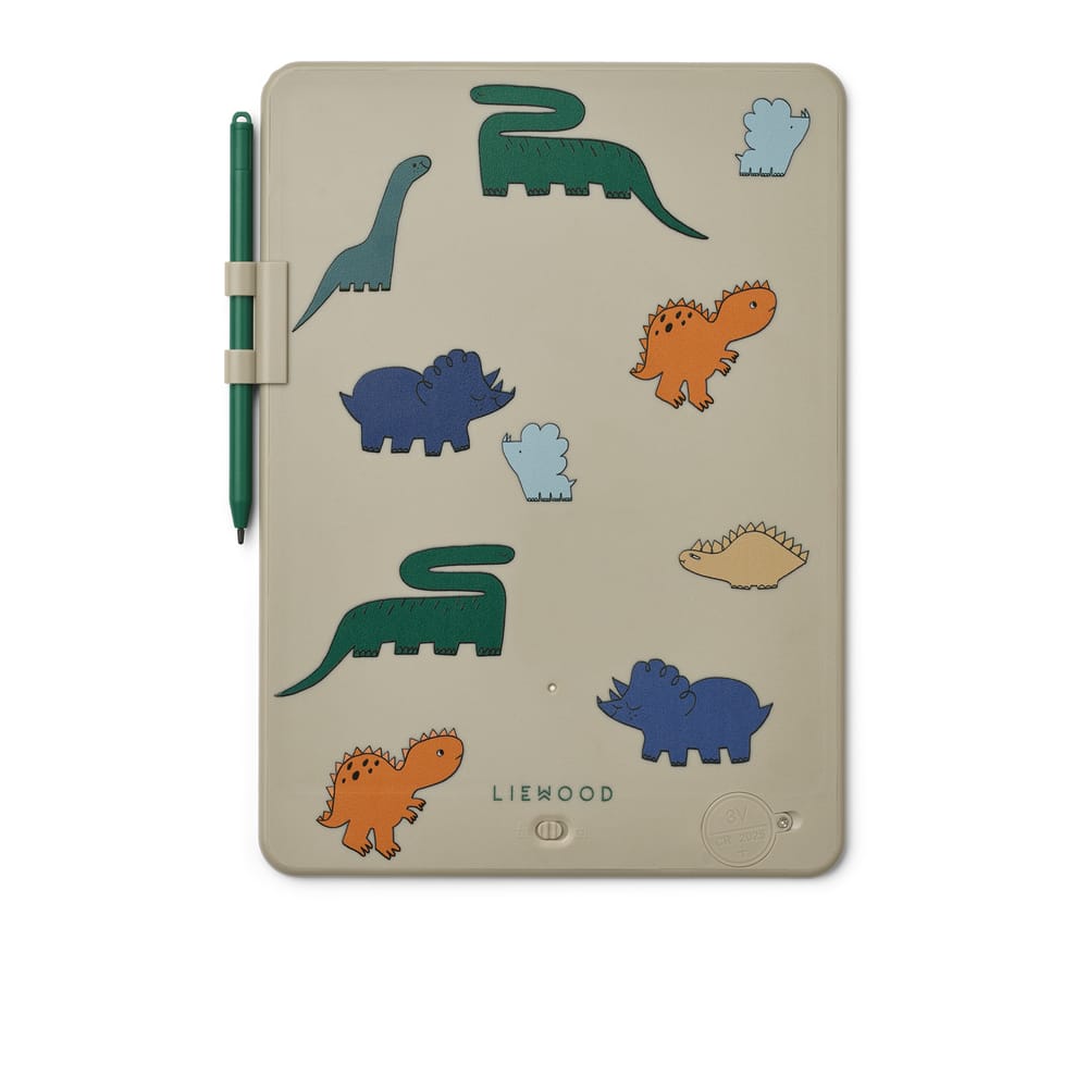 Liewood Liewood Zora Magic Drawing Board 10 Inches Dinosaurs / Mist 5715493454906 Liewood Speelgoed & Spellen Knutselen  Wijs west