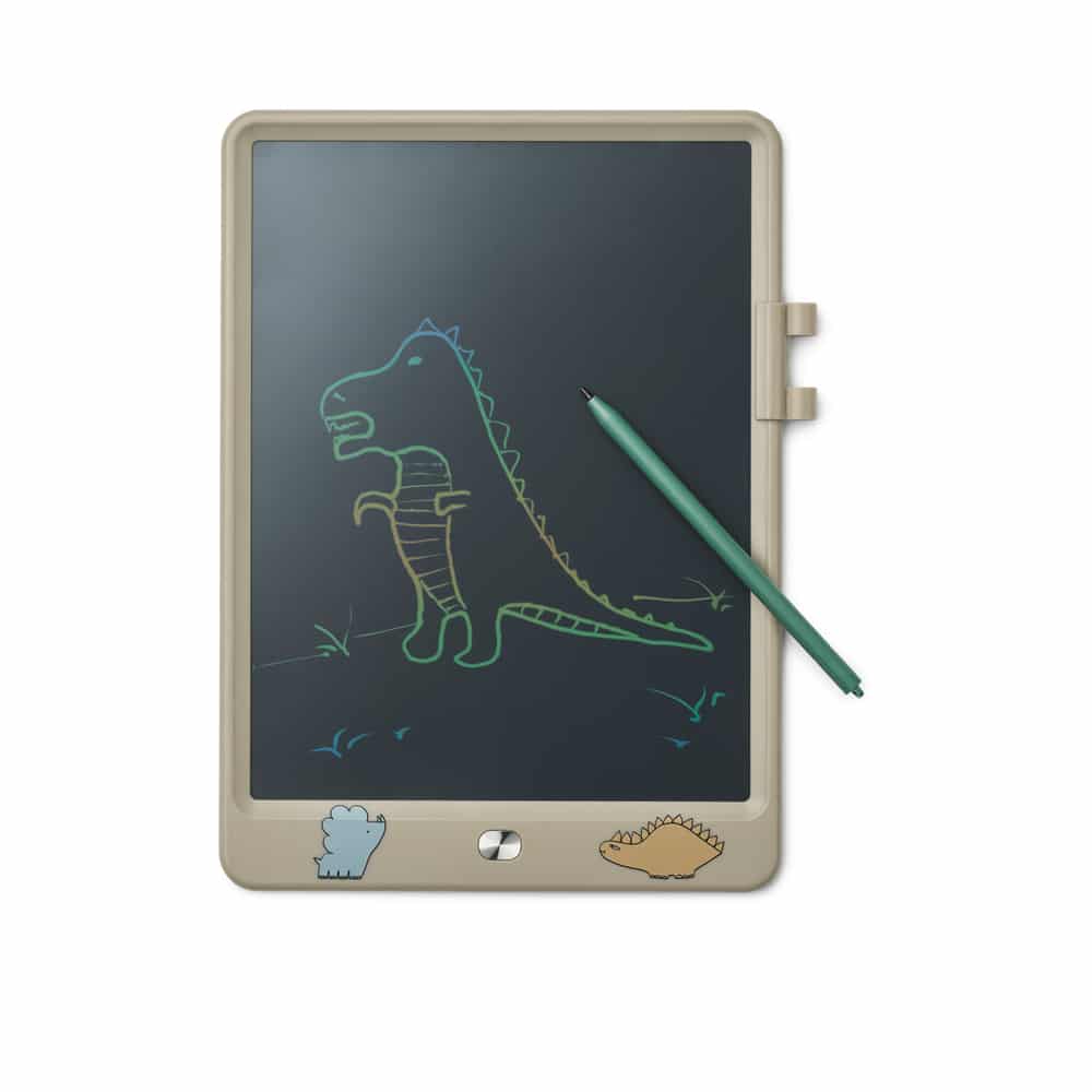 Liewood Liewood Zora Magic Drawing Board 10 Inches Dinosaurs / Mist 5715493454906 Liewood Speelgoed & Spellen Knutselen  Wijs west