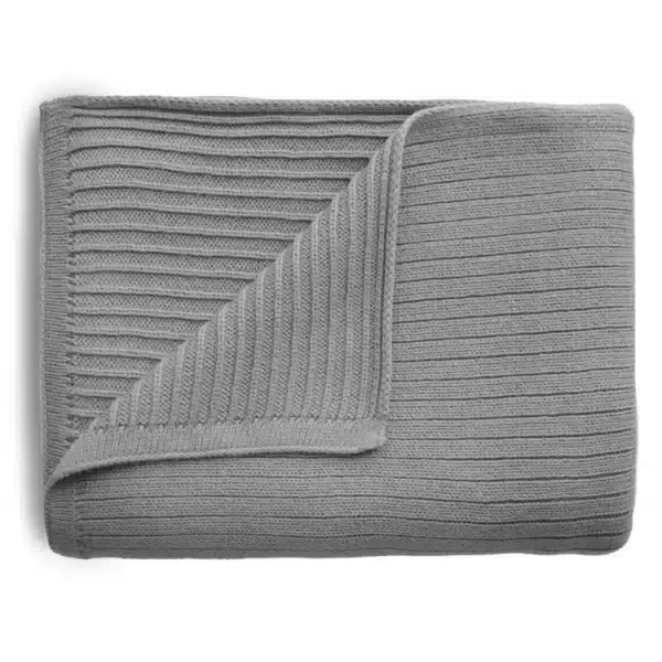 Mushie knitted blanket Ribbed Gray Melange