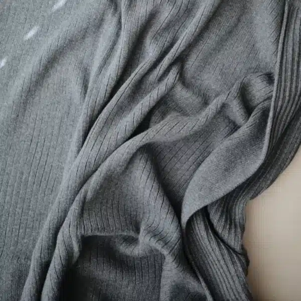 Mushie knitted blanket Ribbed Gray Melange