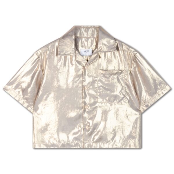 Repose AMS Repose Ams 47. Cropped Shirt Shimmers Of Gold 8721234611092 Repose SS25 Kleding & Accessoires Shirts  Wijs west