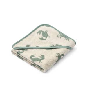 Liewood Liewood Alba Yarn Dyed Hooded Baby Handdoek Crab / Sandy 5715493432683 Liewood Verzorging Wassen & meer  Wijs west