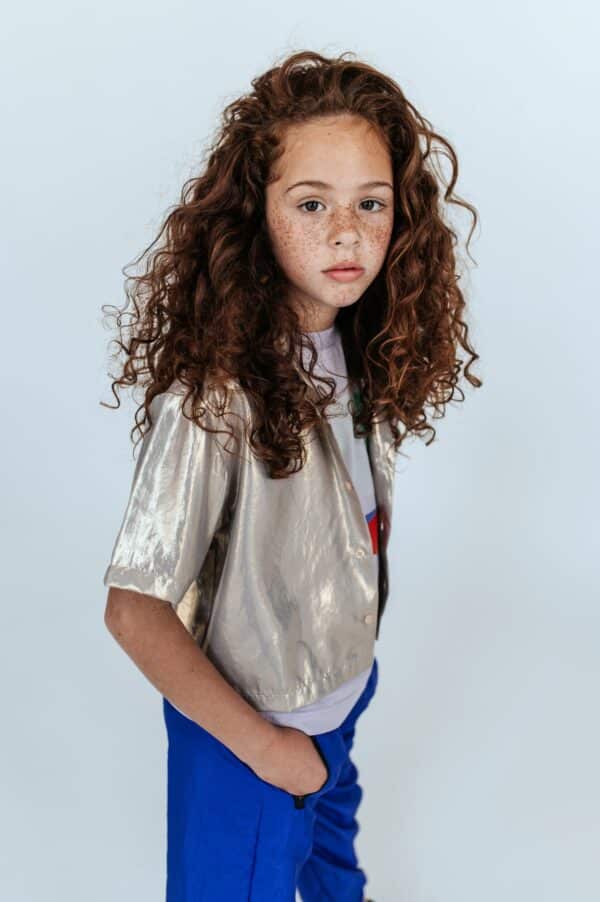 Repose Ams 47. Cropped Shirt Shimmers Of Gold
