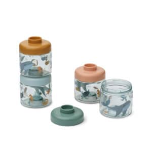 Liewood Liewood Dominique Baby Food Tritan Boxes 4-Pack Sea Creature / Sandy 5715493440312 Liewood Verzorging Eten & Drinken Lunchbakjes & Drinkbekers Wijs west
