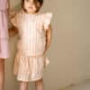 House of Jamie Ruffled Tee Gold Vertical Stripes