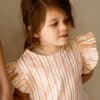 House of Jamie Ruffled Tee Gold Vertical Stripes