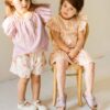 House of Jamie Smocked Skirt Gold Vertical Stripes