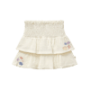 House of Jamie Smocked Ruffled Skirt Cream