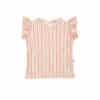 House of Jamie Ruffled Tee Gold Vertical Stripes