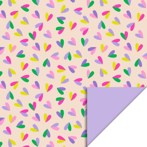 Rol Inpakpapier - Hearts Duo Beige - Lilac