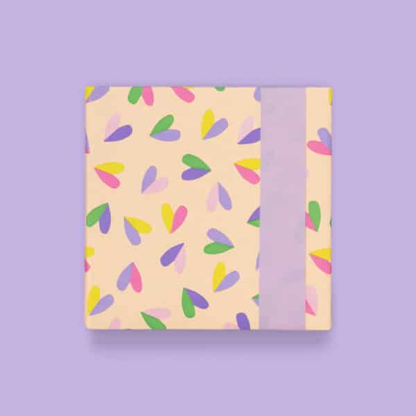 Rol Inpakpapier - Hearts Duo Beige - Lilac