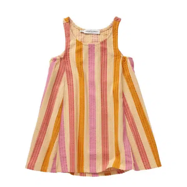 Sproet & Sprout Sleeveless Dress Stripes Nectarine