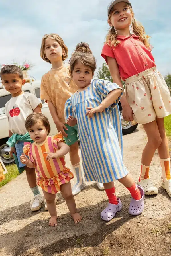 Sproet & Sprout Ruffle Romper Stripes Nectarine