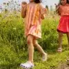 Sproet & Sprout Sleeveless Dress Stripes Nectarine